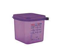 Araven Allergen Polypropylene Plastic 1/6 Gastronorm Sized Food Storage Container with Airtight Lid Included | Purple | Capacity: 2.6 Litre | CM786