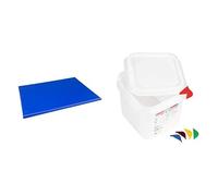 Araven Food Containers with Lids - GN 1/6 2.6Ltr (Box 4) & Hygiplas High Density Chopping Board Blue - 24x18x1