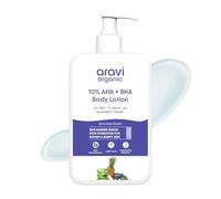 Aravi Organic 10% AHA + 1% BHA Body Lotion For Exfoliation - Treats Strawberry Legs & Bumpy Skin With Ceramide - Skin Brightening Lotion With Niacinamide and Shea Butter - 200 ml