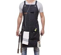 ARAWAK BRAVE Denim Apron for Chef Kitchen BBQ Grill Black Towel Loop + Quick Release Buckle + Tool Pockets Adjustable M to XXL