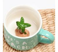 Arawat 3D Tree Cup with Coconut Figure Interior 350 ml - Cup with Spoon for Coffee and Tea - Birthday Gift for Girlfriends and Women