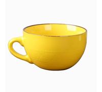 Arawat 700 ML Bright Yellow Large Mugs Ceramic Cup with Handles Cute Coffee Cups Ceramic Tea Mug with Spoon Coffee Tea Cereal Bowls Porcelain Large Mugs Giant Soup Mug