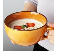 Arawat 700 ML Large Mugs Ceramic Cups with Handles Cute Coffee Cup Ceramic Tea Mug with Spoon Coffee Tea Cereal Bowls Porcelain Large Mugs for Hot Drinks Blue Soup Giant Mug