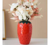 Arawat Ceramic Vases Strawberry Decorative Flower Vase Strawberry Table Vase for Pampas Grass Flowers Dried Flowers Modern Vases for Table Decoration Wedding Tulip Vase 20 x 14 x 14 cm