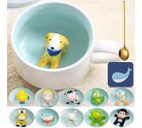 Arawat Dog Mug Dog Gift 3D Animal Mugs Funny Coffee Mug Ceramic 350 Ml Tea Mug with Spoon & Coaster Christmas Coffee Mug Sweet Birthday Gift for Boyfriend Boys Women Men