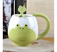 Arawat Frog Mug Cute Coffee Cup Frog Tea Cup Ceramic with Spoon Coaster 420 ml Coffee Mug Frog Mug Espresso Cups Coffee Cup Cappuccino Cup Birthday Gift