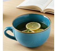Arawat Large Mug 700ML Tea Mugs Large Ceramic Cappuccino Mugs Large Jumbo Mug Soup Bowl with Handle Coffee Cup Cereal Bowls with Spoon Coffee Tea Muesli Cups Porcelain