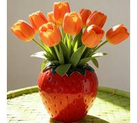 Arawat Strawberry Vase Deco Living Room Modern Vases Red Strawberry Decor Strawberry Vase Beautiful Flower Vase Red Berry Tulip Vase Raspberry Vase For Pampas Grass Flowers 15x15x15 Cm