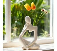 Arawat Thinker Vase For Pampas Grass Deco Living Room Modern White Body Vases Deco Aesthetic Book Face Flower Vase Ceramic Tulip Vases Book Vase Gift Sculpture Deco Modern