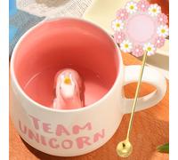 Arawat Unicorn Mug 3D Animal Mugs with Unicorn Figure Inside 350ml Unicorn Mug with Spoon Unicorn Gift Cute Coffee Tea Mug Gifts Unicorn Cup Birthday Gift for Girlfriend Women