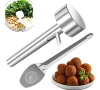 Arazooyi Falafel Scoop With Spatula, Stainless Steel Professional Falafel Maker Tool Food Safe and Non-Sticky Stainless-Steel Felafel Maker Mold