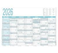 Arbeitstagekalender grau/türkis 2026 - A4 (29,7 x 21 cm) - 7 Monate auf 1 Seite - Tafelkalender - Plakatkalender - Jahresplaner - 909-0000