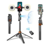 Face Tracking Tripod for iPhone,70" Tall Travel Phone Tripod Stand with Light,Remote and Gesture Control,Selfie Stick for Video Recording&TikTok Live Streaming&Content Creator
