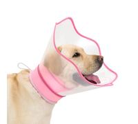 Arblina Dog Cone Collar, Adjustable Soft Dog Cone for After-Surgery Care, Pet Recovery Collar with Removable Clear Shield, Buster Collars for Small/Medium/Large Dogs, Pink, XXL