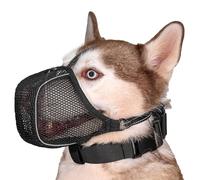 Arblina Dog Muzzle, Soft Mesh Breathable Muzzle for Small Medium Large Dogs, Anti-Slip Adjustable Dog Muzzles with Triple Straps & Light-Reflective Threading, Black