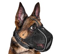 Arblina Dog Muzzle, Soft Mesh Breathable Muzzle for Small Medium Large Dogs, Anti-Slip Adjustable Dog Muzzles with Triple Straps & Light-Reflective Threading, Black