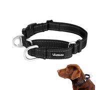 Arblina Martingale Dog Collar, Reflective No-Pull Collar for Large Medium and Small Dogs, No-Escape Slip Dog Collar for Whippets, Greyhounds, Saluki, Black, L