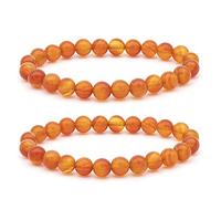 Natural Gemstone Bracelet,2Pcs Amber Bracelet,Stretch Crystal Bracelet,Anti Anxiety Relax Bracelet Lucky Stone Bracelet