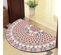 ARBOEE Half Circle Door Mat Outdoor, Front Door Rug Indoor Outside Entrance, Boho Vintage Mandala Half Round Doormat(Blue-Orange,80 * 130cm)
