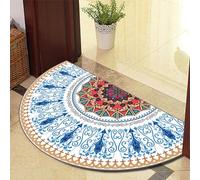 ARBOEE Half Circle Door Mat Outdoor, Front Door Rug Indoor Outside Entrance, Boho Vintage Mandala Half Round Doormat(Blue Heart,120 * 180cm)