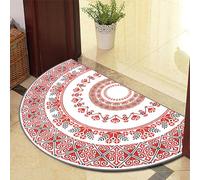 ARBOEE Half Circle Door Mat Outdoor, Front Door Rug Indoor Outside Entrance, Boho Vintage Mandala Half Round Doormat(Yellow,50 * 80cm)