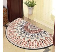 ARBOEE Half Circle Door Mat Outdoor, Front Door Rug Indoor Outside Entrance, Boho Vintage Mandala Half Round Doormat(Red-White,50 * 80cm)