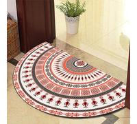 ARBOEE Half Moon Door Mat - Non-Slip Boho Vintage Mandala Doormat for Front Door Entrance, Indoor Outdoor Rug for Kitchen(White-orange,80 * 130cm)