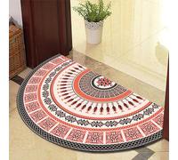 ARBOEE Half Moon Door Mat - Non-Slip Boho Vintage Mandala Doormat for Front Door Entrance, Indoor Outdoor Rug for Kitchen(Blue-White,80 * 130cm)