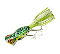 Arbogast Hula Popper Fishing Lure-2 1/4 in-Leopard Frog - Chartreuse/White Skirt