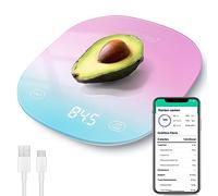 arboleaf Rechargeable Kitchen Scale Digital, Smart Food Weighing Scale with APP, Nutritional Calculator, Tare Function, USB Rechargeable, Grams and Ounces, 10kg/22lb Pink