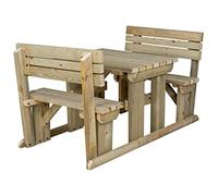 Arbor Garden Solutions 4 Seat Wooden picnic table and benches with backrest, Alders patio furniture set (4ft, Natural (light green))