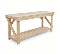 Arbor Garden Solutions 4ft Heavy Duty All-Timber Workbench - 38mm Solid Wood Top and Bottom Shelf - 64cm Deep Acorn Static Work Table (120cm)