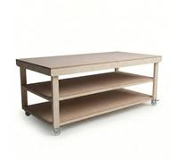 Arbor Garden Solutions 4ft x 4ft Mobile Heavy Duty Island Workbench - Double Shelf & Castors - 120cm Deep Rolling Table for Garage & Workshop (120cm)