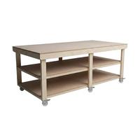 Arbor Garden Solutions 6ft x 4ft Mobile Heavy Duty Island Workbench - Double Shelf & Castors - 120cm Deep Rolling Table for Garage & Workshop (180cm)