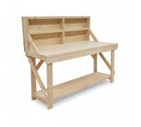 Arbor Garden Solutions 7ft ACORN Solid Timber Workbench with Back Panel - Heavy Duty Static Wooden Work Table with Bottom Shelf (210cm)
