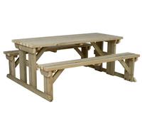 Arbor Garden Solutions Abies Wooden Picnic Bench And Table Set, Outdoor Dining Set (5Ft, Natural Finish)
