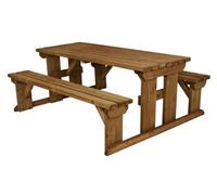 Arbor Garden Solutions Abies Wooden Picnic Bench And Table Set, Outdoor Dining Set (5Ft, Rustic Brown)