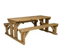 Arbor Garden Solutions Abies Wooden Picnic Bench And Table Set, Rounded Outdoor Dining Set (5Ft, Rustic Brown)