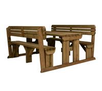 Arbor Garden Solutions Alders Rounded Picnic Table and Benches Set With Backrest - Rustic Finish - Included assembly - 240cm