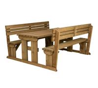 Arbor Garden Solutions Alders Wooden Picnic Bench And Table Set, Outdoor Dining Set With Backrest (5Ft, Rustic Brown)