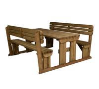 Arbor Garden Solutions Alders Wooden Picnic Bench And Table Set, Rounded Outdoor Dining Set With Backrest (5Ft, Rustic Brown)