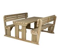 Arbor Garden Solutions Alders Wooden Picnic Bench And Table Set, Rounded Outdoor Dining Set With Backrest (5Ft, Natural Finish)