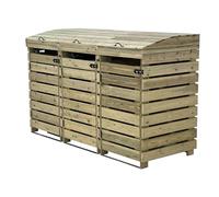 Arbor Garden Solutions BinBreeze wheelie bin storage unit, wooden outdoor cover, recycling box storage (Triple, without shelf)