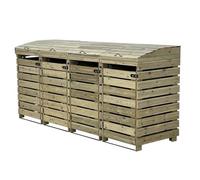 Arbor Garden Solutions BinBreeze wheelie bin storage unit, wooden outdoor cover, recycling box storage (Quadruple, with shelf)