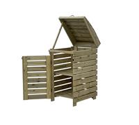 Arbor Garden Solutions BinBreeze wheelie bin storage unit, wooden outdoor cover, recycling box storage (Single, with shelf)