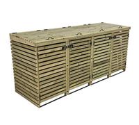 Arbor Garden Solutions Binhaven Slatted Wheelie Bin Storage Unit, Quadruple