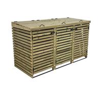 Arbor Garden Solutions Binhaven Slatted Wheelie Bin Storage Unit, Triple