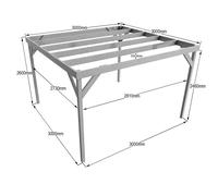 Arbor Garden Solutions Box Wooden Garden Pergola Kit - Rustic Brown - 3m x 3m