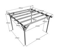 Arbor Garden Solutions Chamfered Wooden Garden Pergola Kit - Natural (Light Green) - 3m x 3m