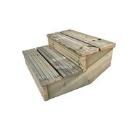 Arbor Garden Solutions decking step stringer kit, raised garden stairs (2 steps, 150cm width, rustic brown finish)